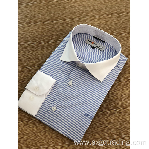 Male long sleeve 100%cotton yarn dyed stripe shirt